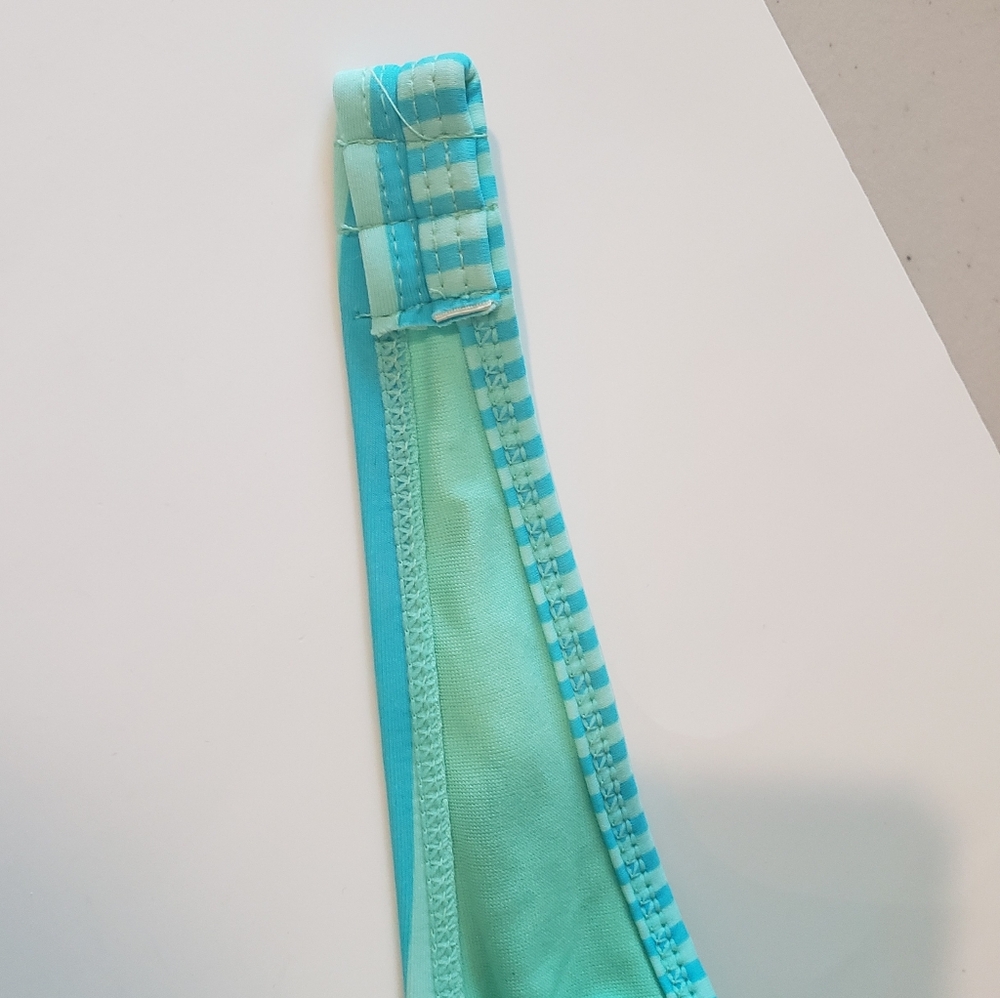 Arizona Jean Bikini Top Push Up Padded Lifht Blue Light Green Striped Size Large - Picture 5 of 10